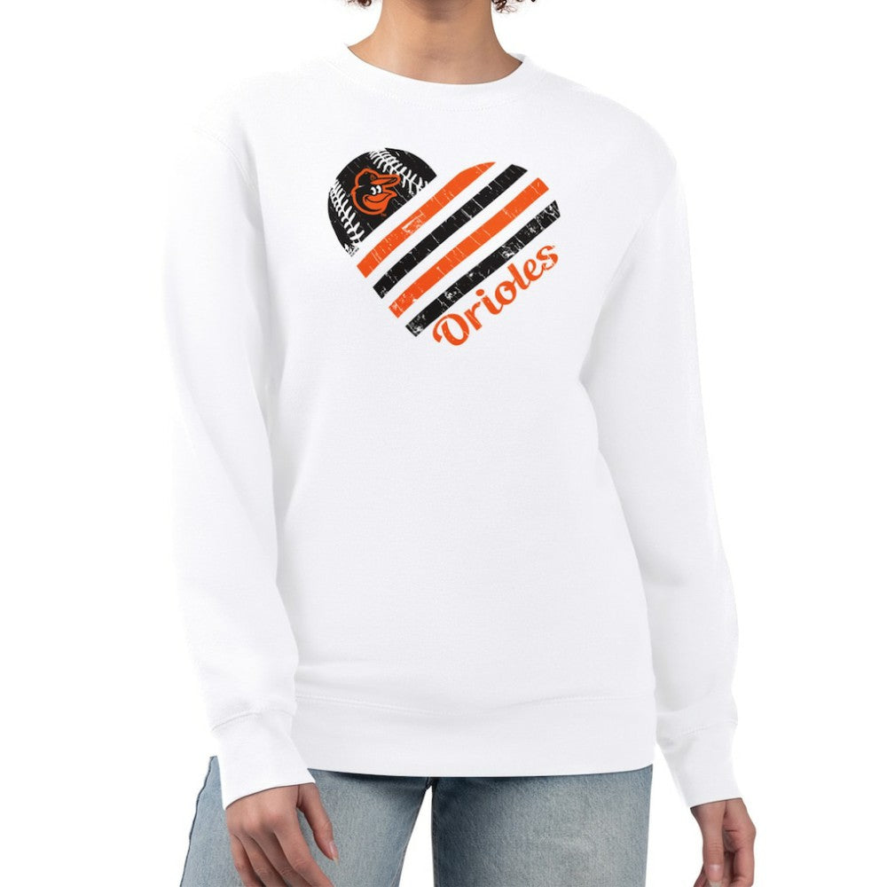 Baltimore Orioles G-III 4Her by Carl Banks Women's Heart Logo Fleece Pullover Sweatshirt | MLB For sale