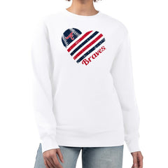 Atlanta Braves G-III 4Her by Carl Banks Women's Heart Logo Fleece Pullover Sweatshirt | MLB On Sale
