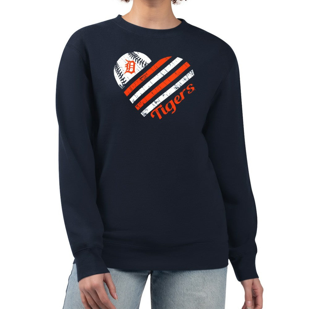 Detroit Tigers G-III 4Her by Carl Banks Women's Heart Logo Fleece Pullover Sweatshirt | MLB Discount
