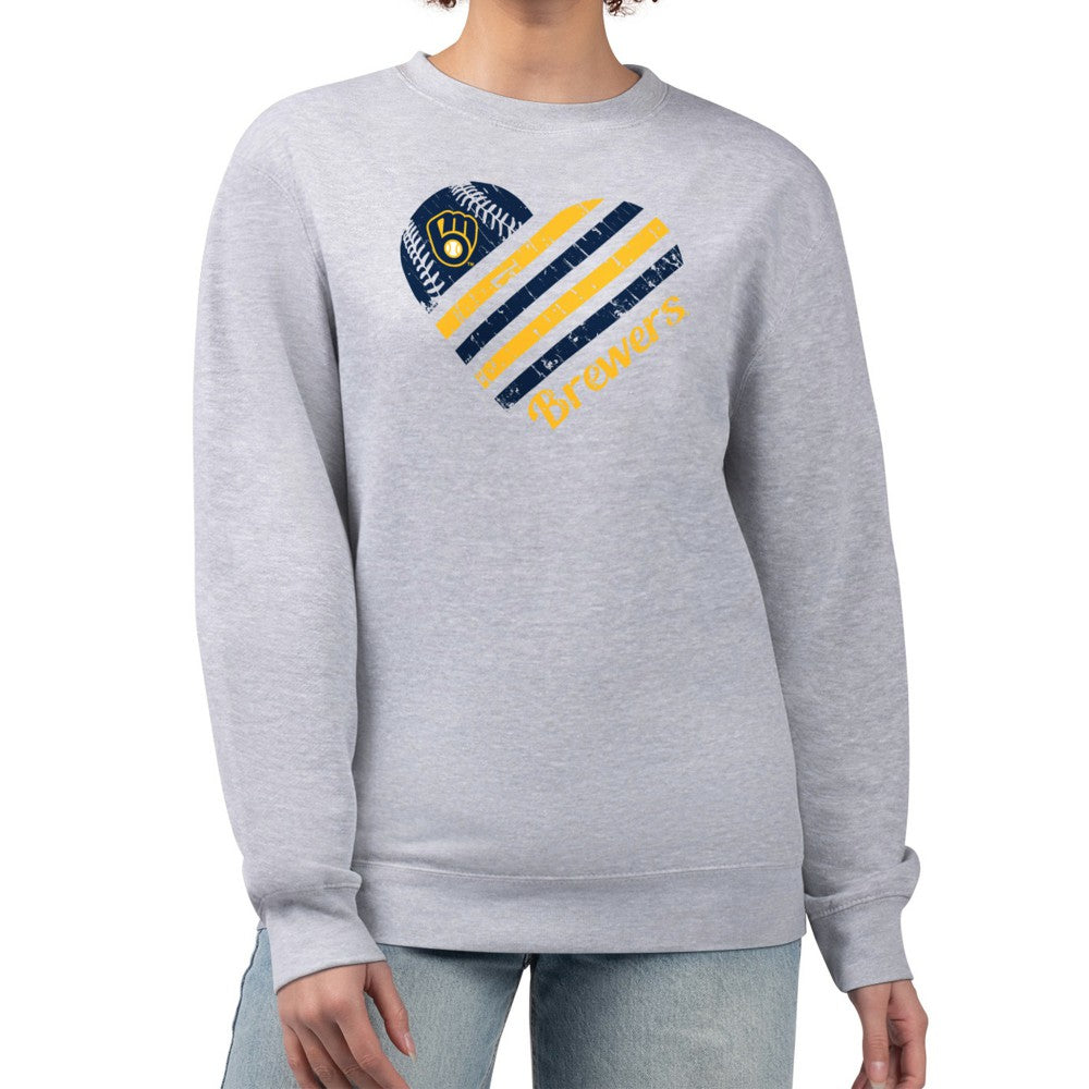 Milwaukee Brewers G-III 4Her by Carl Banks Women's Heart Logo Fleece Pullover Sweatshirt | MLB Near me