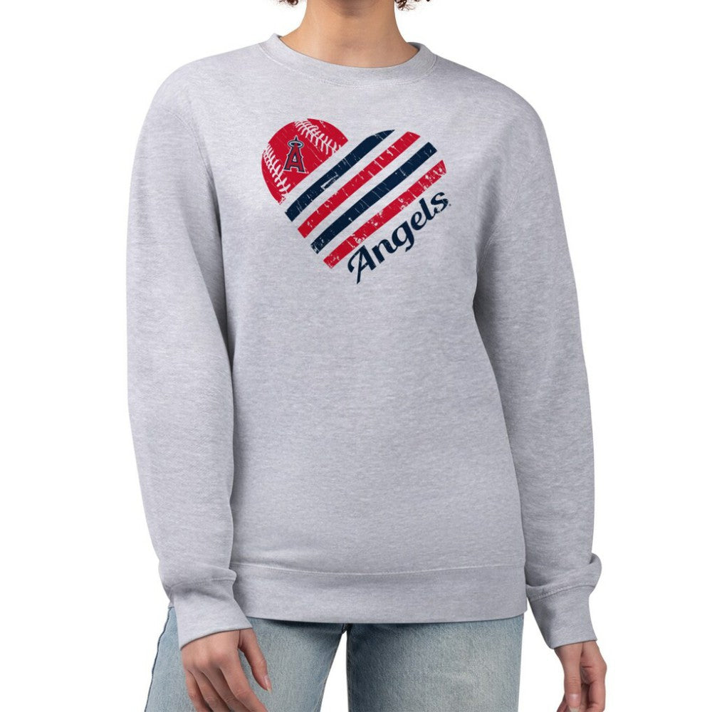 Los Angeles Angels G-III 4Her by Carl Banks Women's Heart Logo Fleece Pullover Sweatshirt | MLB For sale