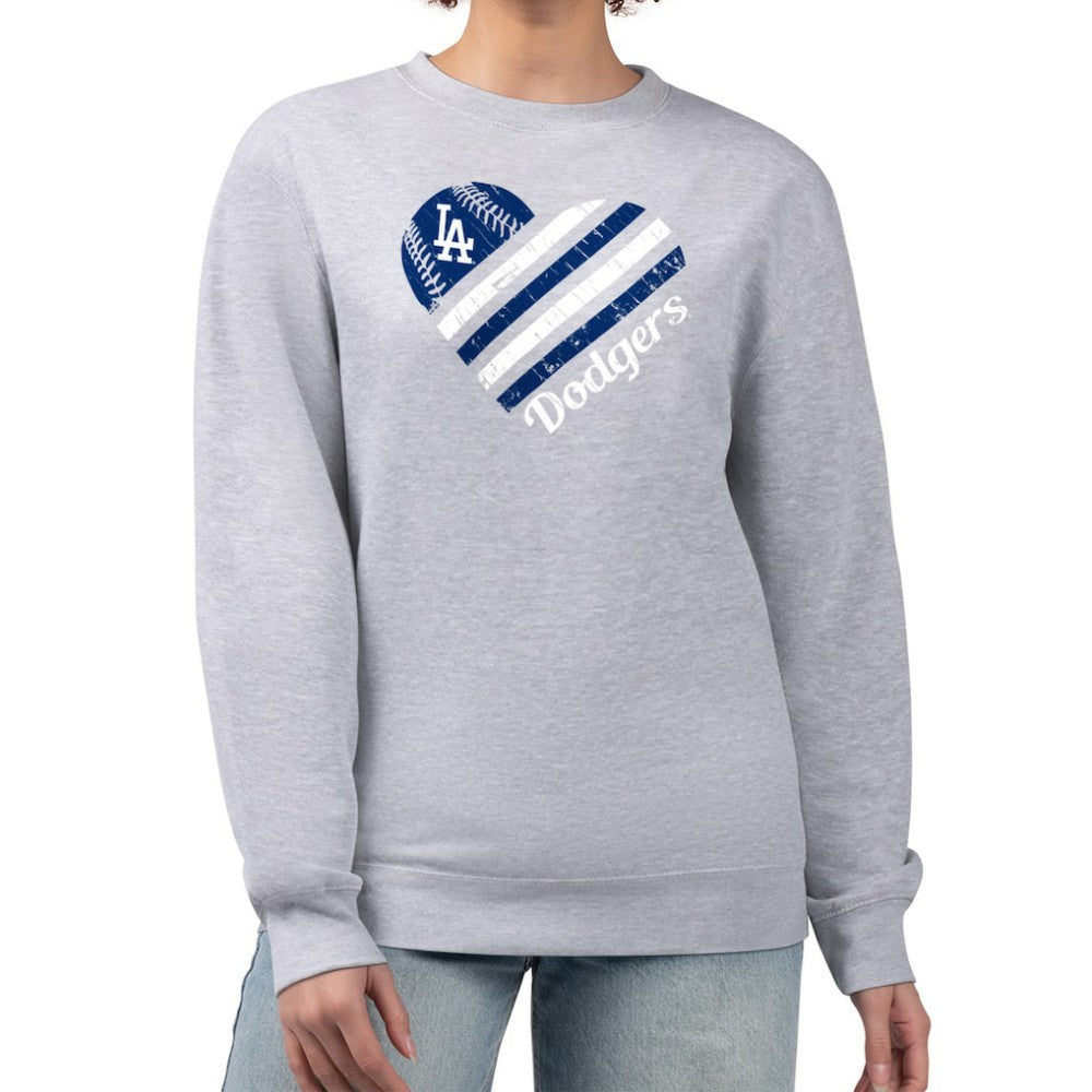 Los Angeles Dodgers G-III 4Her by Carl Banks Women's Heart Logo Fleece Pullover Sweatshirt | MLB Outlet