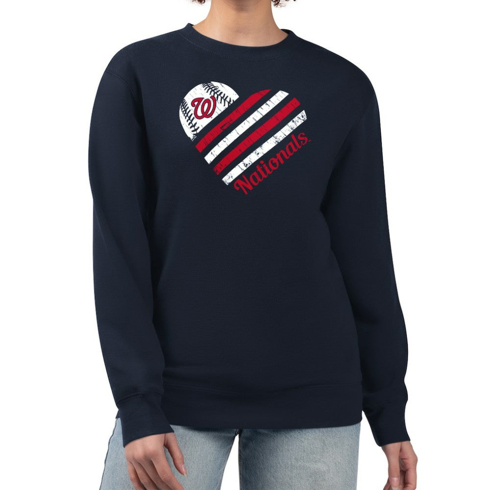 Washington Nationals G-III 4Her by Carl Banks Women's Heart Logo Fleece Pullover Sweatshirt | MLB Outlet