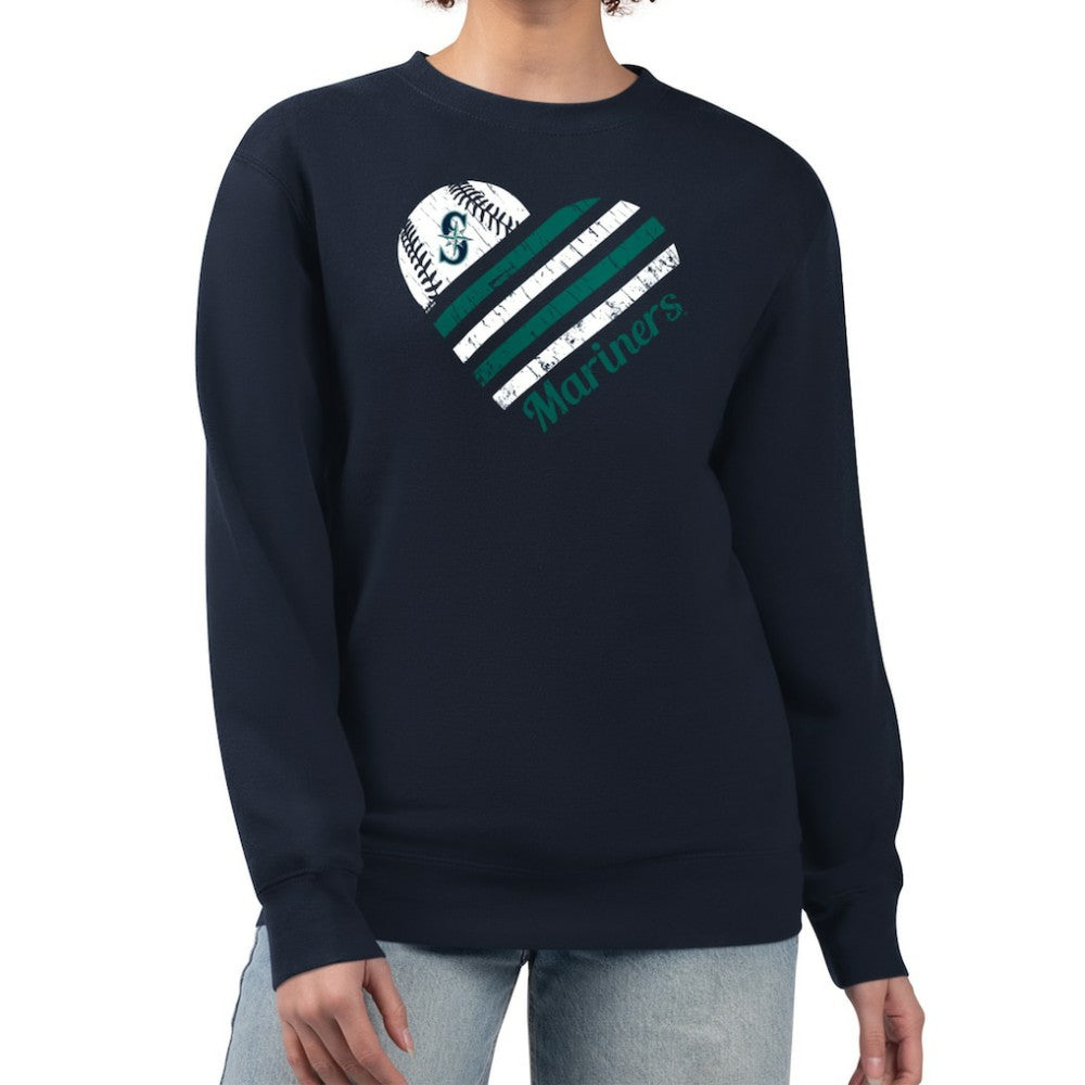 Seattle Mariners G-III 4Her by Carl Banks Women's Heart Logo Fleece Pullover Sweatshirt | MLB For sale