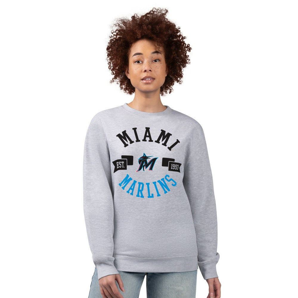 Miami Marlins G-III 4Her by Carl Banks Women's Team Logo Fleece Pullover Sweatshirt | MLB On Sale