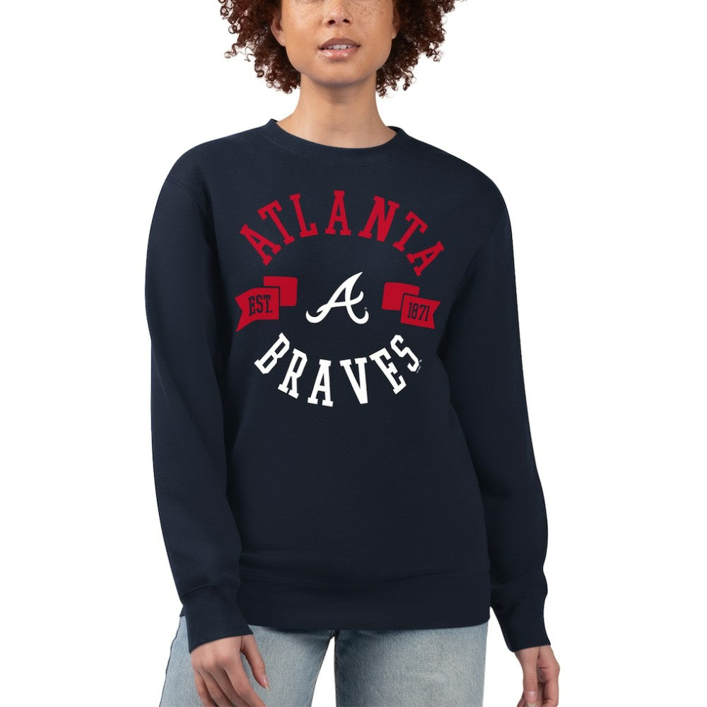 Atlanta Braves G-III 4Her by Carl Banks Women's Team Logo Fleece Pullover Sweatshirt | MLB New
