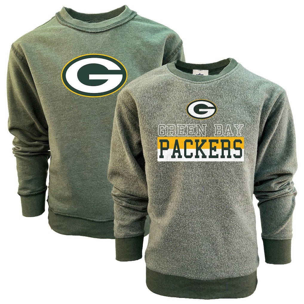 Green Bay Packers  Wes & Willy Youth Reversible Fleece Pullover Sweatshirt