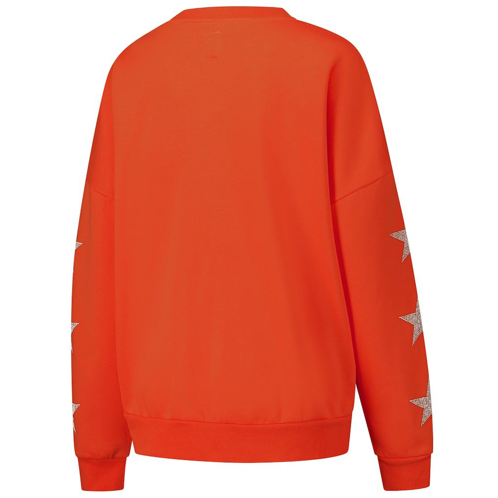 Cleveland Browns  Gameday Couture Women's Rhinestone Star Sleeve Settle the Score Oversized Pullover Sweatshirt