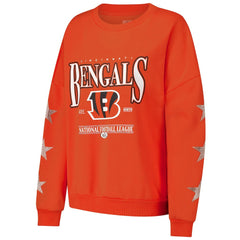 Cincinnati Bengals  Gameday Couture Women's Rhinestone Star Sleeve Settle the Score Oversized Pullover Sweatshirt