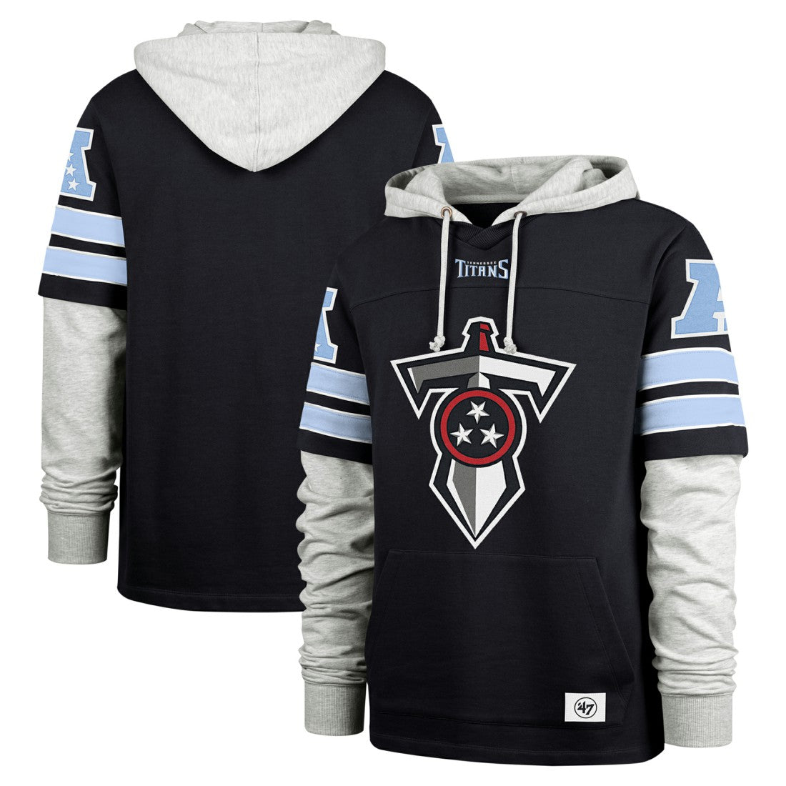 Tennessee Titans 47 brand '47 Double Header Blitz Cornerback Pullover Hoodie