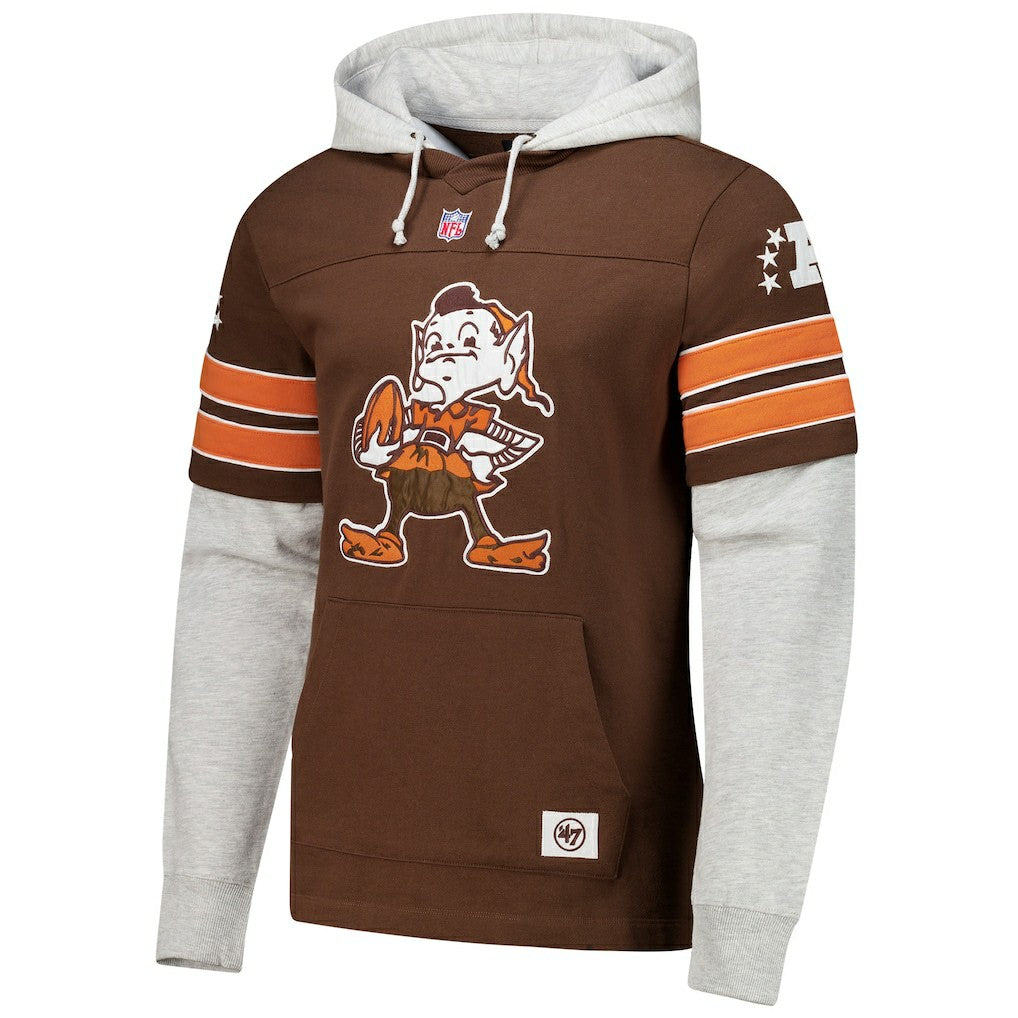 Cleveland Browns 47 brand '47 Throwback Double Header Blitz Cornerback Hoodie