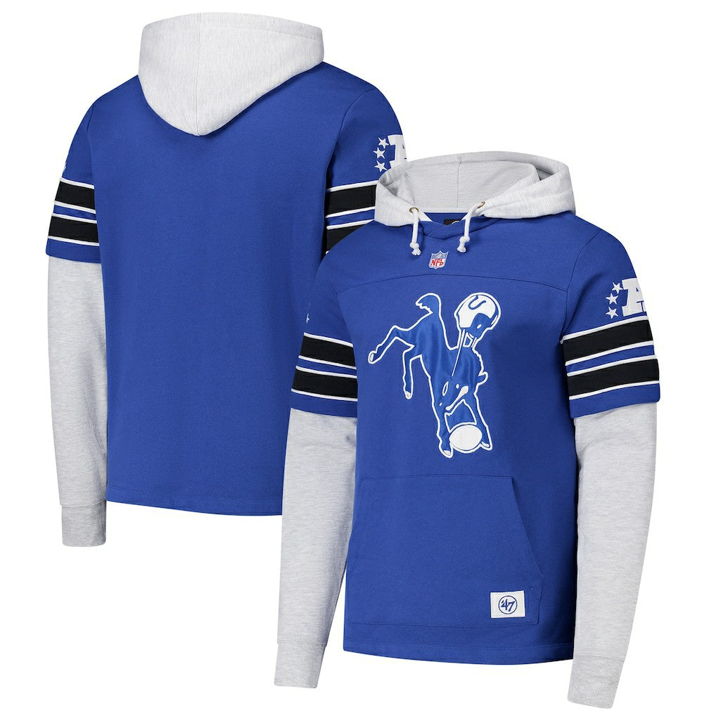 Indianapolis Colts 47 brand '47 Throwback Double Header Blitz Cornerback Hoodie