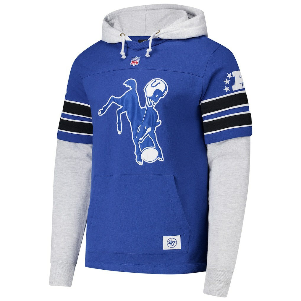 Indianapolis Colts 47 brand '47 Throwback Double Header Blitz Cornerback Hoodie