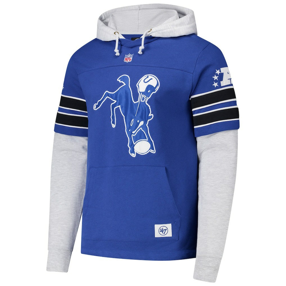 Indianapolis Colts 47 brand '47 Throwback Double Header Blitz Cornerback Hoodie