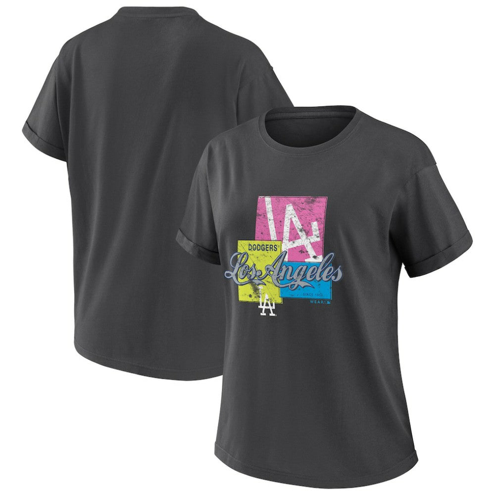 Los Angeles Dodgers WEAR by Erin Andrews Women's Domestic Box Color Boyfriend T-Shirt | MLB Discount