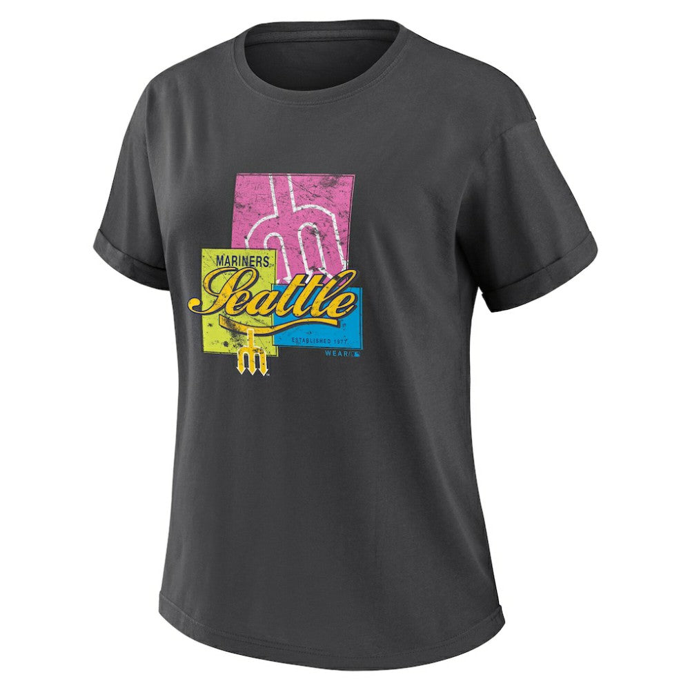 Seattle Mariners WEAR by Erin Andrews Women's Domestic Box Color Boyfriend T-Shirt | MLB Shop