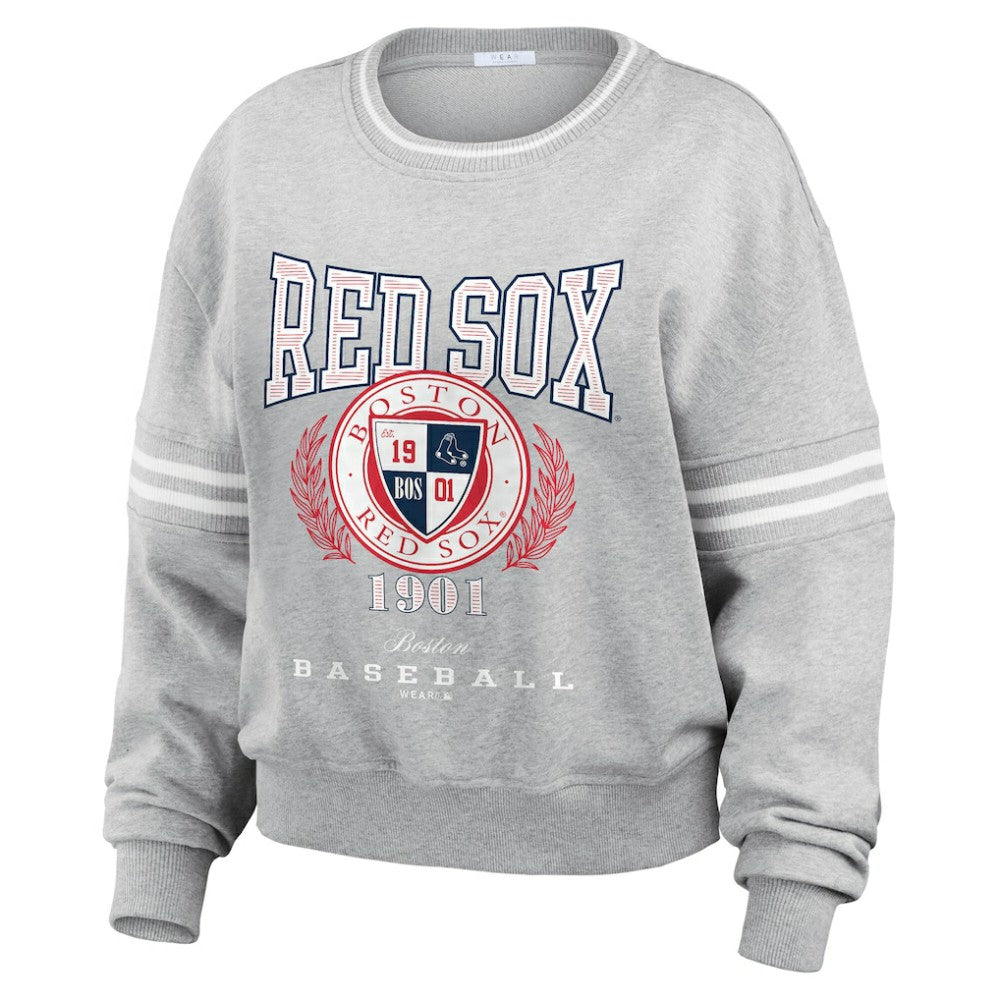 Boston Red Sox WEAR by Erin Andrews Women's Domestic Crest Pullover Sweatshirt | MLB New