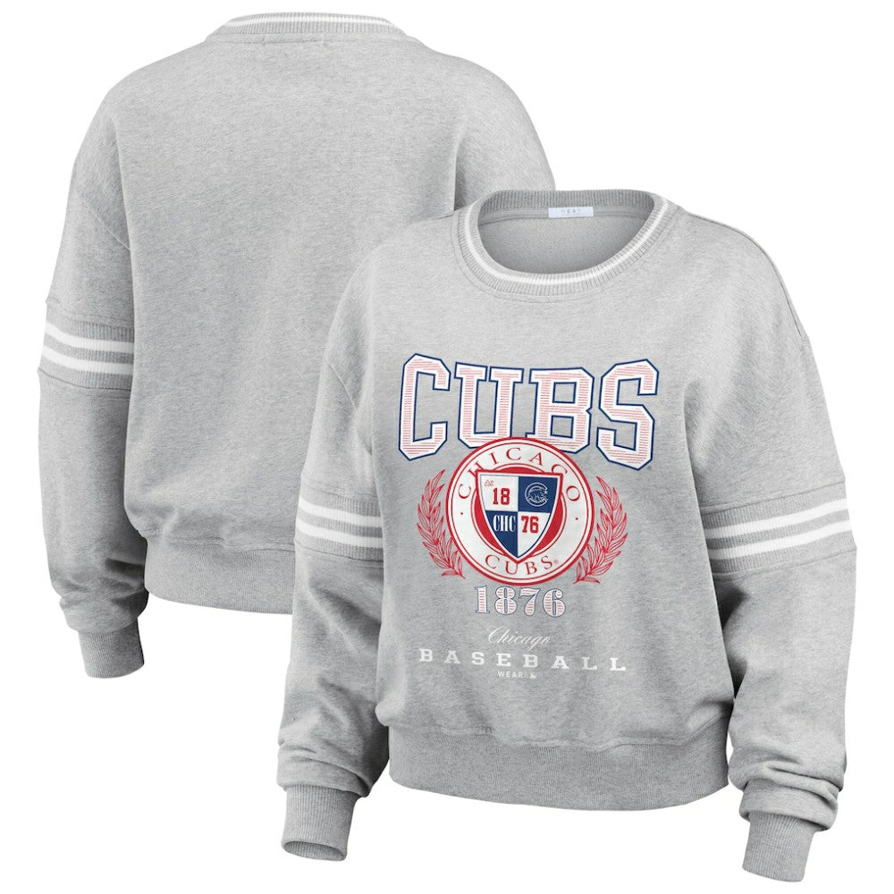 Chicago Cubs WEAR by Erin Andrews Women's Domestic Crest Pullover Sweatshirt | MLB New