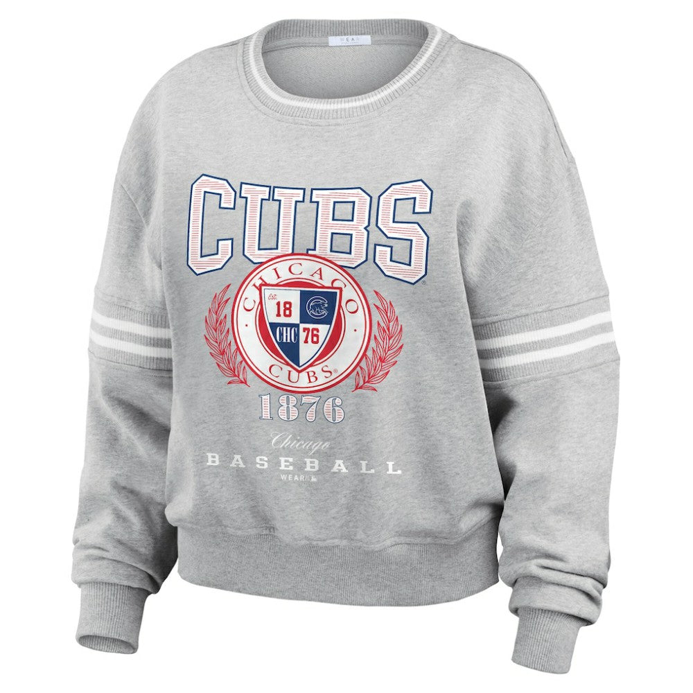 Chicago Cubs WEAR by Erin Andrews Women's Domestic Crest Pullover Sweatshirt | MLB New