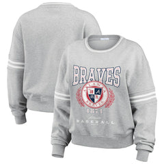 Atlanta Braves WEAR by Erin Andrews Women's Domestic Crest Pullover Sweatshirt | MLB Near me
