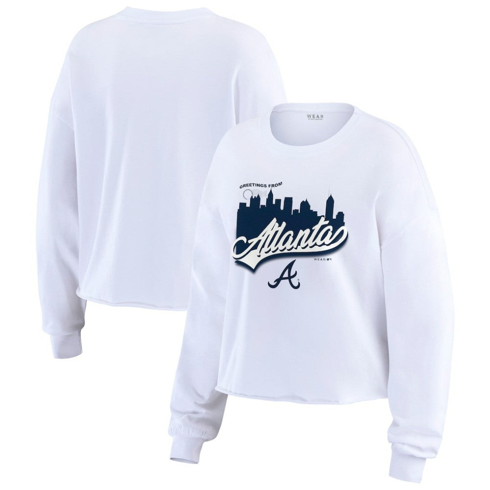 Atlanta Braves WEAR by Erin Andrews Women's Domestic Postcard Long Sleeve T-Shirt | MLB For sale