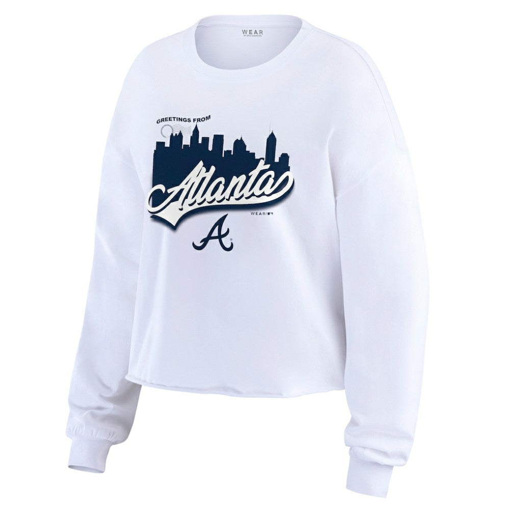 Atlanta Braves WEAR by Erin Andrews Women's Domestic Postcard Long Sleeve T-Shirt | MLB For sale