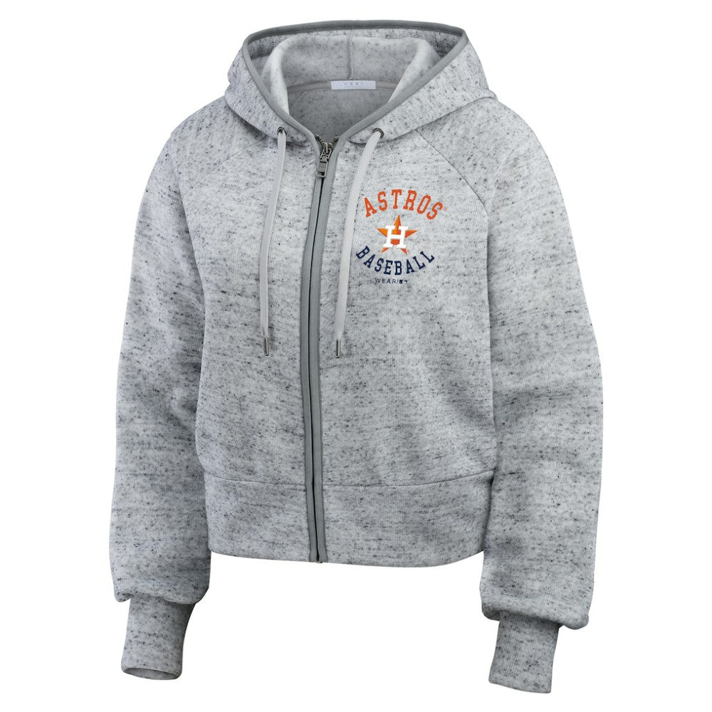 Houston Astros WEAR by Erin Andrews Women's Speckled Fleece Cropped Full-Zip Hoodie | MLB Discount