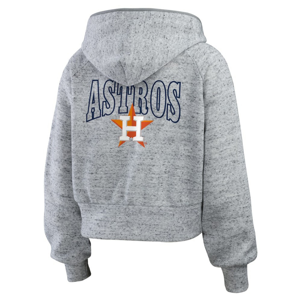Houston Astros WEAR by Erin Andrews Women's Speckled Fleece Cropped Full-Zip Hoodie | MLB Discount