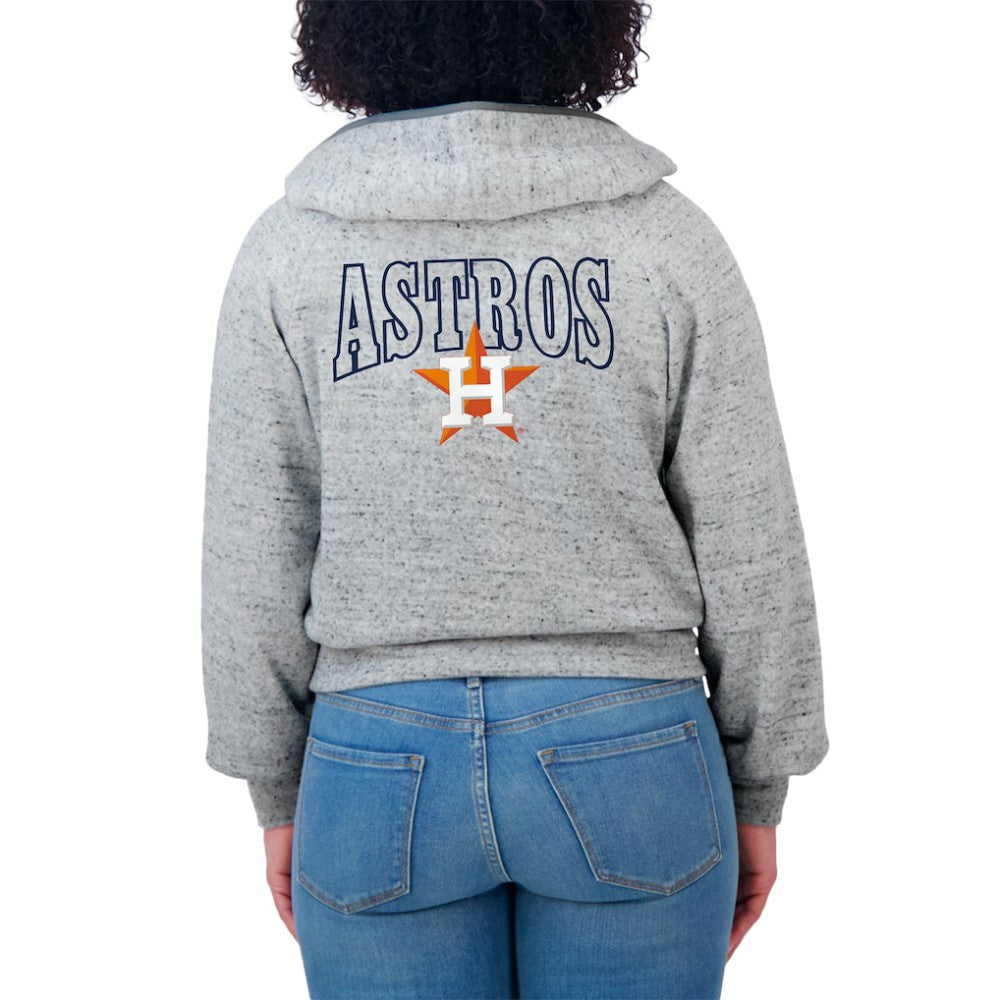 Houston Astros WEAR by Erin Andrews Women's Speckled Fleece Cropped Full-Zip Hoodie | MLB Discount