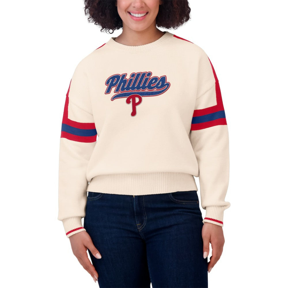 Philadelphia Phillies WEAR by Erin Andrews Women's Stripe Pullover Sweater | MLB New