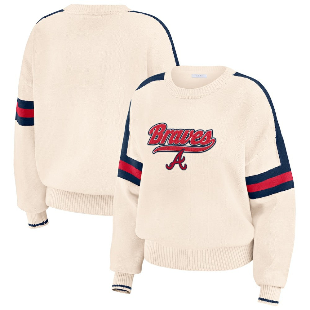 Atlanta Braves WEAR by Erin Andrews Women's Stripe Pullover Sweater | MLB Near me