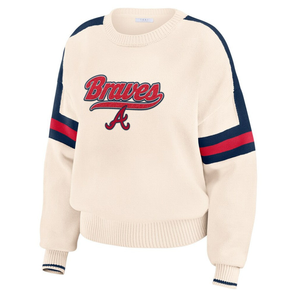 Atlanta Braves WEAR by Erin Andrews Women's Stripe Pullover Sweater | MLB Near me
