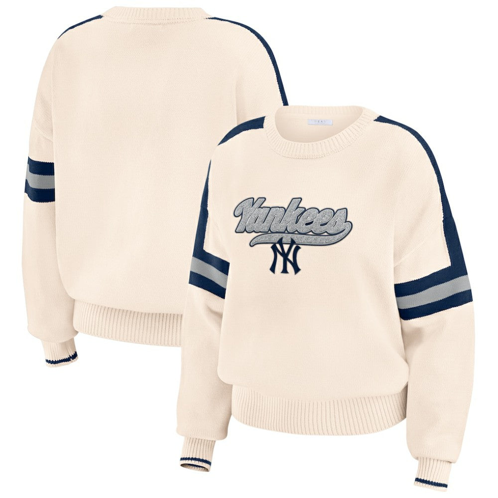 New York Yankees WEAR by Erin Andrews Women's Stripe Pullover Sweater | MLB On Sale