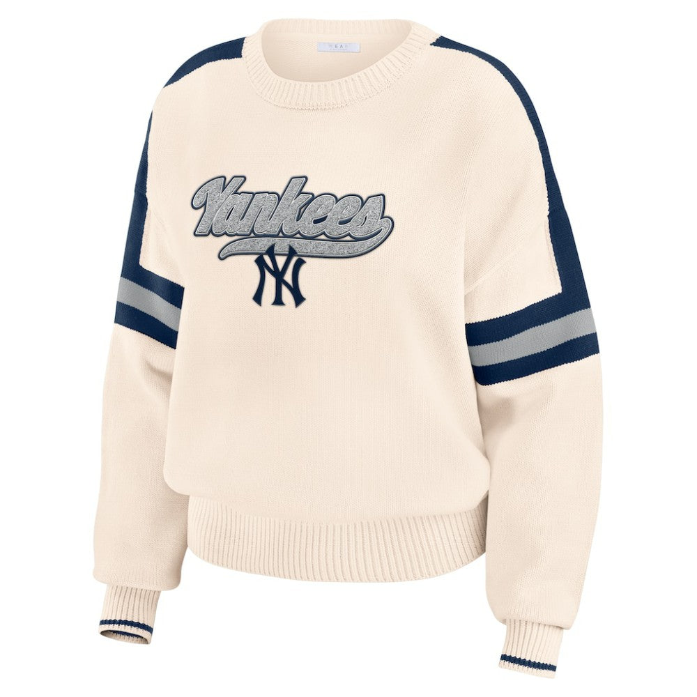 New York Yankees WEAR by Erin Andrews Women's Stripe Pullover Sweater | MLB On Sale