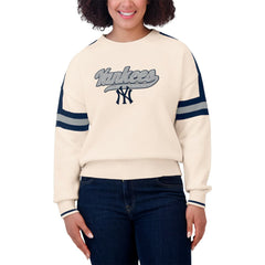 New York Yankees WEAR by Erin Andrews Women's Stripe Pullover Sweater | MLB On Sale