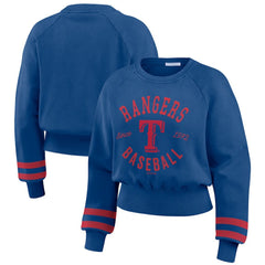 Texas Rangers WEAR by Erin Andrews Women's Vintage Washed Cropped Pullover Sweatshirt | MLB Online