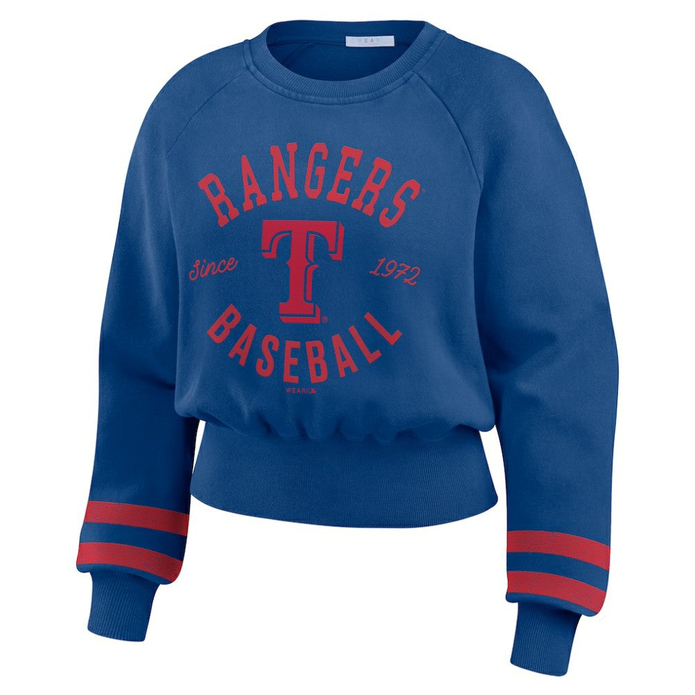Texas Rangers WEAR by Erin Andrews Women's Vintage Washed Cropped Pullover Sweatshirt | MLB Online