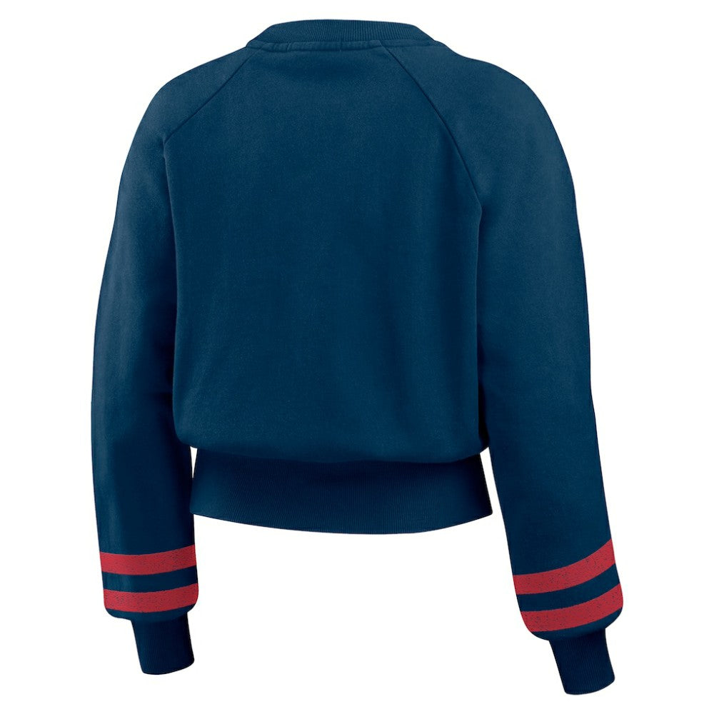 Atlanta Braves WEAR by Erin Andrews Women's Vintage Washed Cropped Pullover Sweatshirt | MLB For sale