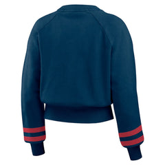 Atlanta Braves WEAR by Erin Andrews Women's Vintage Washed Cropped Pullover Sweatshirt | MLB For sale