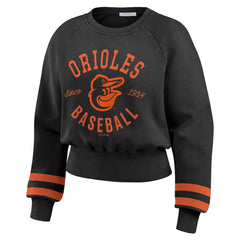 Baltimore Orioles WEAR by Erin Andrews Women's Vintage Washed Cropped Pullover Sweatshirt | MLB US
