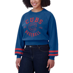 Chicago Cubs WEAR by Erin Andrews Women's Vintage Washed Cropped Pullover Sweatshirt | MLB Near me