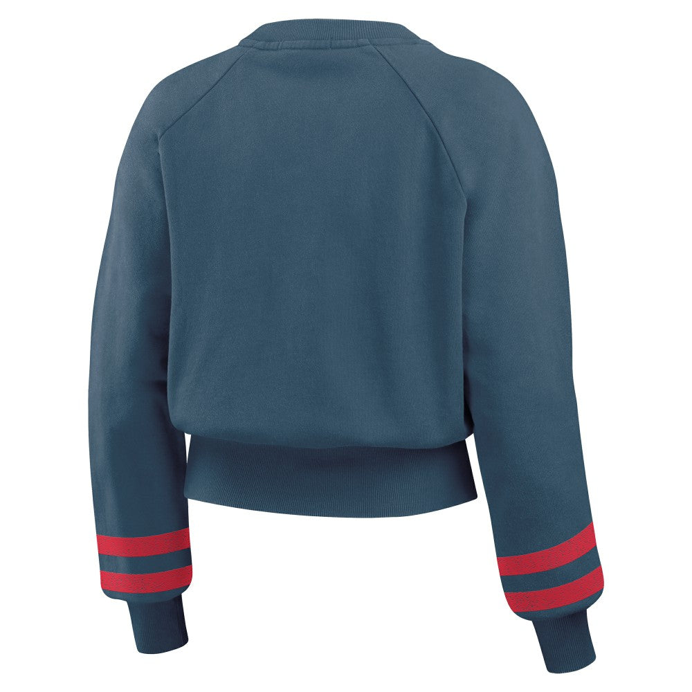 Cleveland Guardians WEAR by Erin Andrews Women's Vintage Washed Cropped Pullover Sweatshirt | MLB Near me