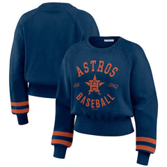 Houston Astros WEAR by Erin Andrews Women's Vintage Washed Cropped Pullover Sweatshirt | MLB Shop