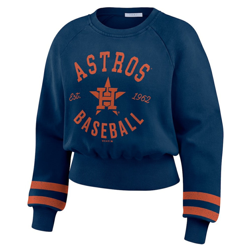 Houston Astros WEAR by Erin Andrews Women's Vintage Washed Cropped Pullover Sweatshirt | MLB Shop