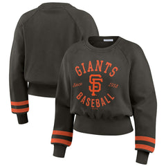 San Francisco Giants WEAR by Erin Andrews Women's Vintage Washed Cropped Pullover Sweatshirt | MLB For sale