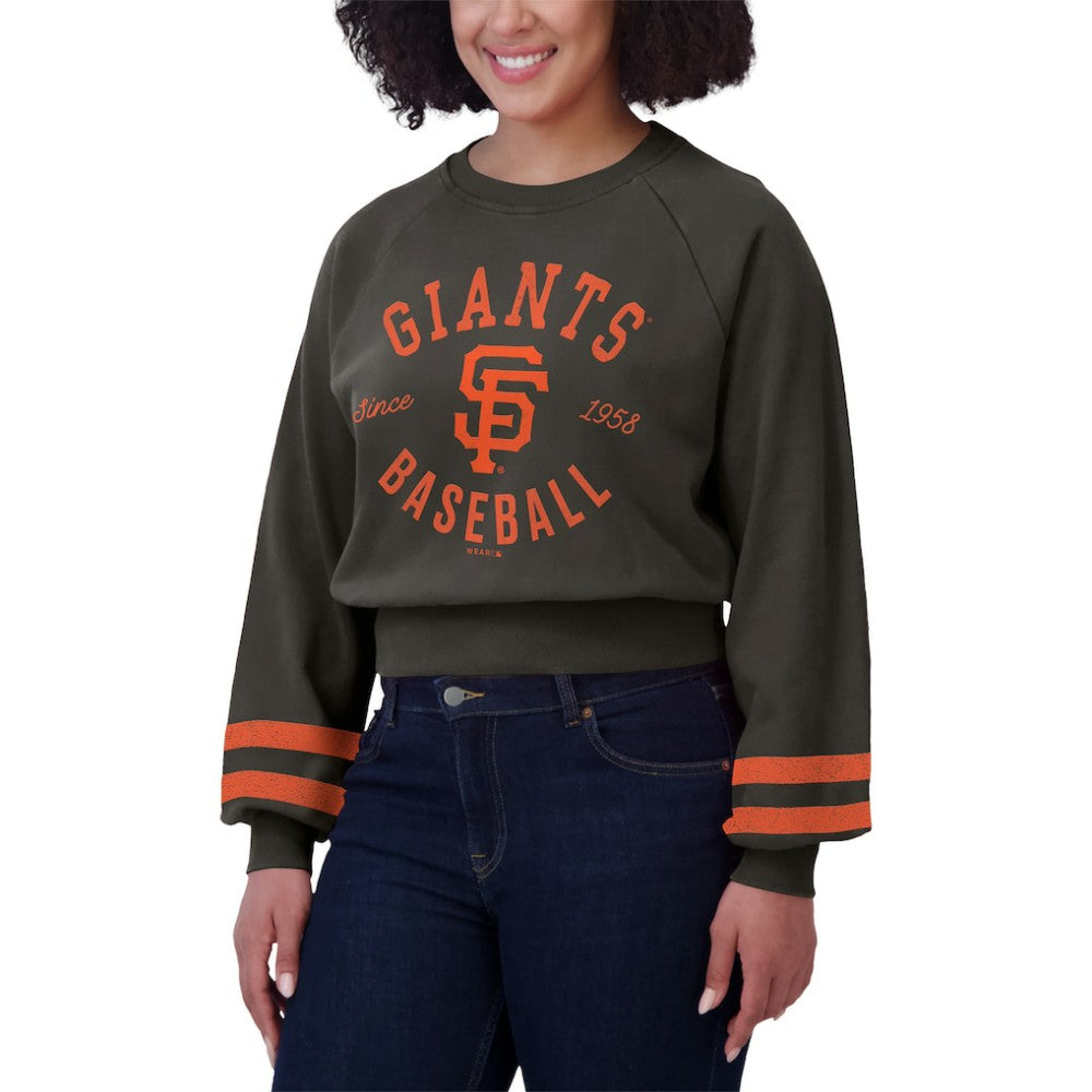 San Francisco Giants WEAR by Erin Andrews Women's Vintage Washed Cropped Pullover Sweatshirt | MLB For sale