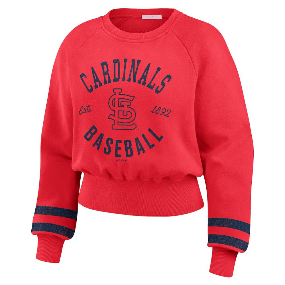 St. Louis Cardinals WEAR by Erin Andrews Women's Vintage Washed Cropped Pullover Sweatshirt | MLB Shop