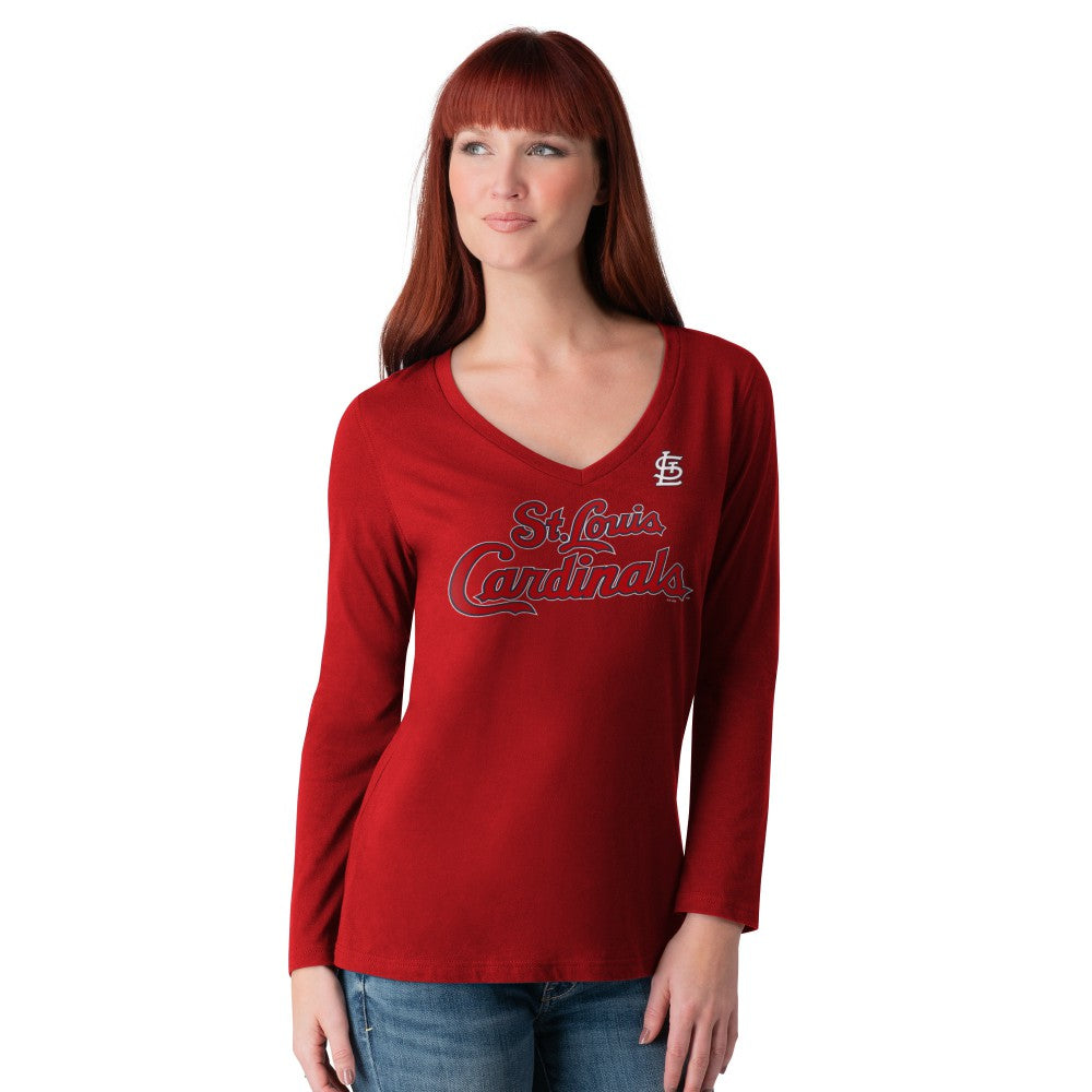 St. Louis Cardinals G-III 4Her by Carl Banks Women's Post Season Long Sleeve V-Neck T-Shirt | MLB Shop