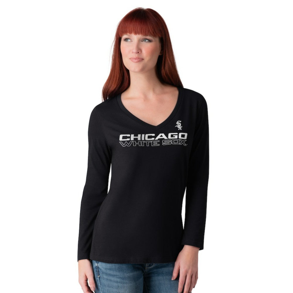 Chicago White Sox G-III 4Her by Carl Banks Women's Post Season Long Sleeve V-Neck T-Shirt | MLB Online