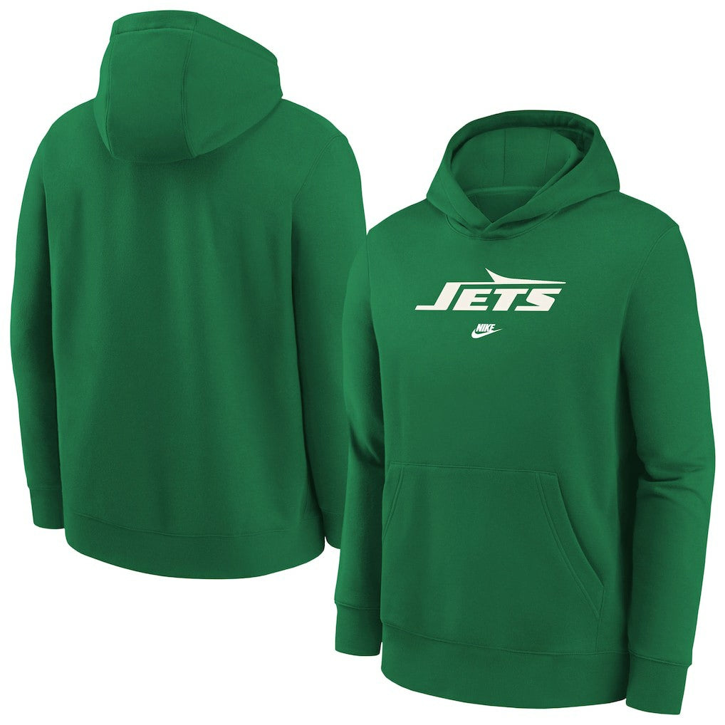 New York Jets Nike Youth Rewind Club Fleece Pullover Hoodie
